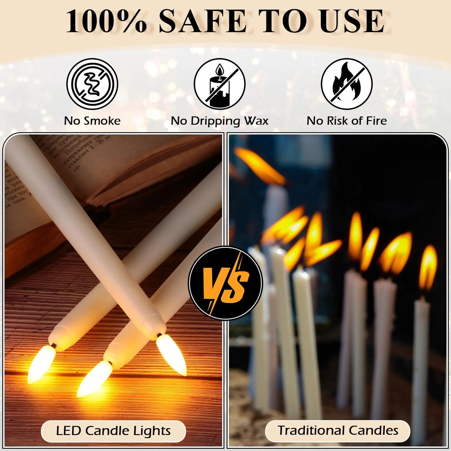 6Pcs-24Pcs Flameless Taper Candles with Timer Remote Flickering 3D Faux Wax Candle Lights for Wedding Christmas Party Home Decor